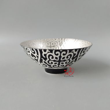 Chén trà thủ công hình nón bằng sứ tráng bạc - CB30601.1T